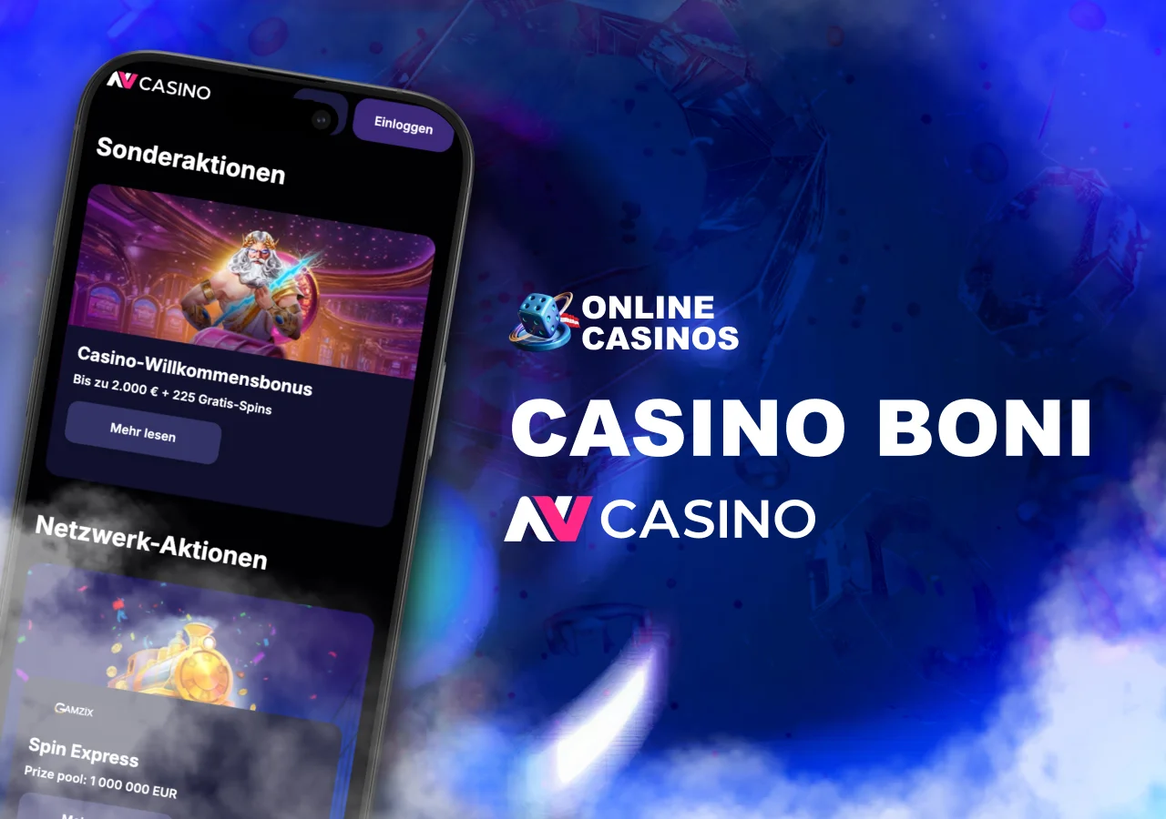 Übersicht der Bonusarten bei NV Casino inklusive Umsatzanforderungen und Gültigkeit