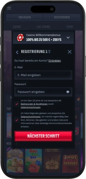 Mafia Casino Registrierungsseite